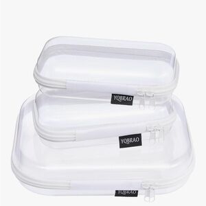 3 Pack Clear Hard Shell Zipper Case - Clear